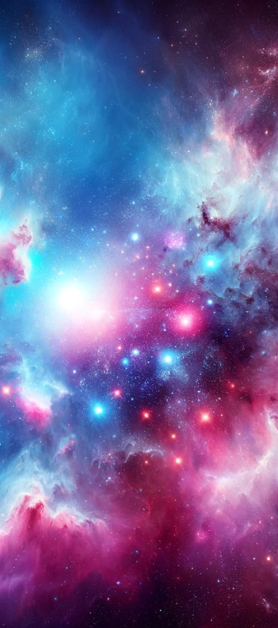 AI generated image of the expansive nebula with rich hues of blue, pink, and purple, speckled with stars, capturing the vastness of space.